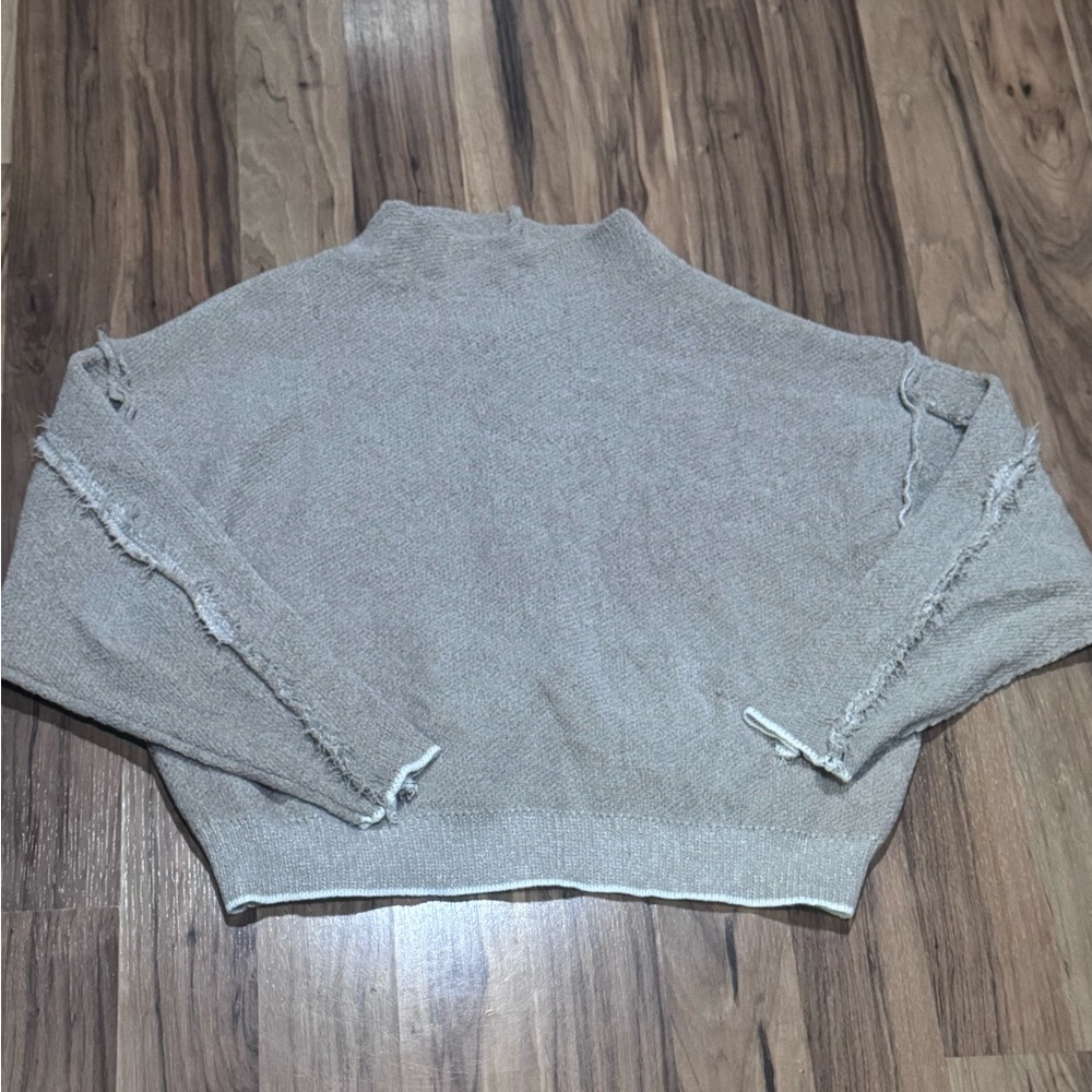 Zenana Outfitters Light Tan Cowl Neck Sweater